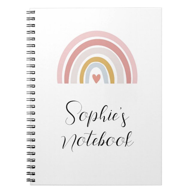Pink Rainbow Notebook – Custom Name Back to School (Front)
