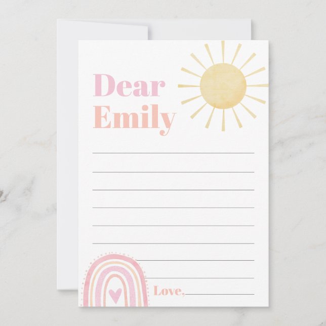 Pink Rainbow Onederful 1st Birthday Time Capsule Thank You Card (Front)