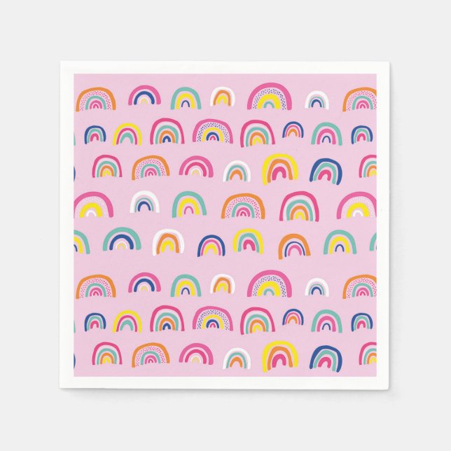 Pink Rainbow Pattern birthday Napkin (Front)