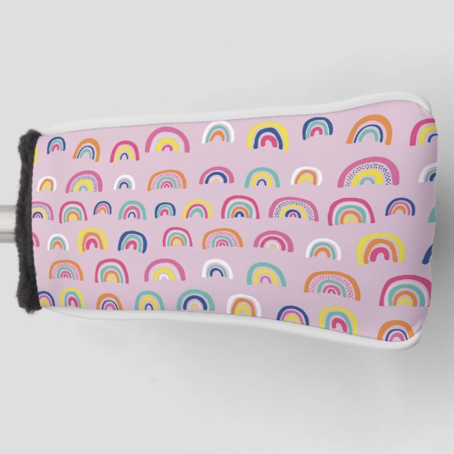 Pink Rainbow pattern Golf Head Cover (Front)