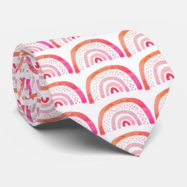 Pink Rainbow Pattern Tie (Rolled)