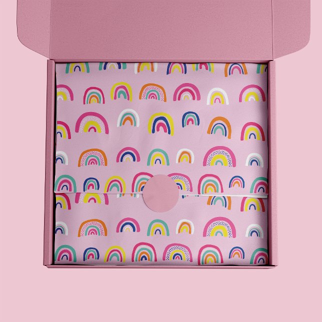 Pink Rainbow Pattern Tissue Paper (Rainbow pattern pink tissue paper)