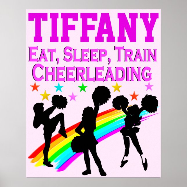 PINK RAINBOW PERSONALIZED CHEERLEADING POSTER (Front)