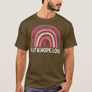 Pink Rainbow Ribbon Breast Cancer Awareness Faith T-Shirt