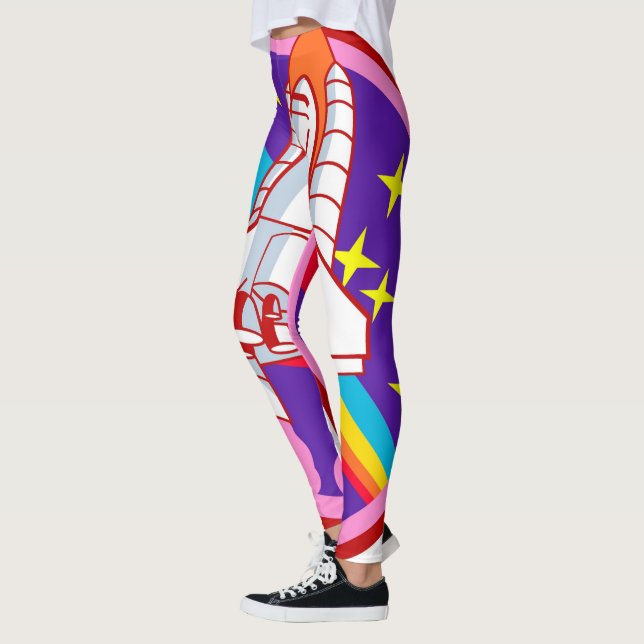 Pink rainbow rocket leggings (Left)