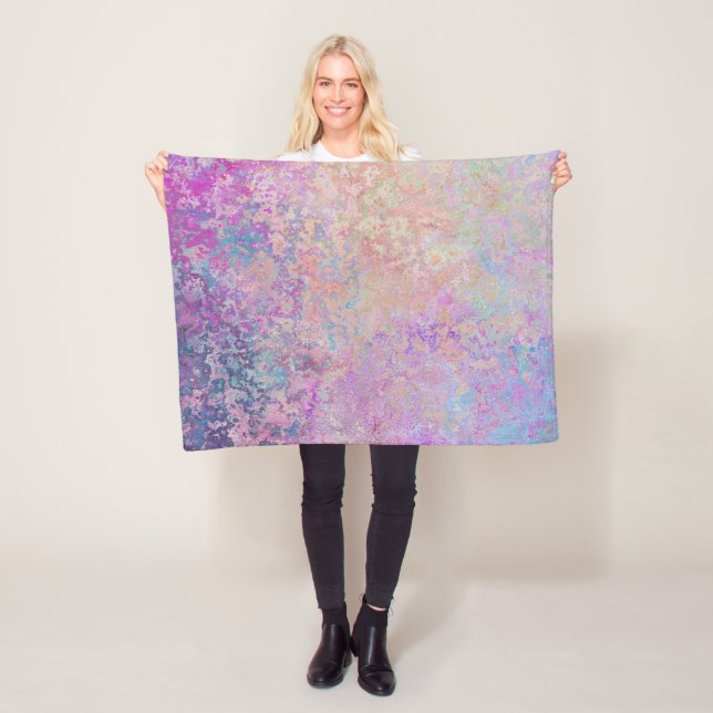 Pink Rainbow Rust Fleece Blanket (In Situ)