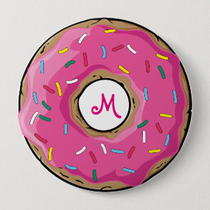 Pink Rainbow Sprinkle Doughnut 10 Cm Round Badge