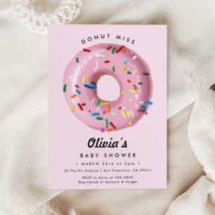 Pink Rainbow Sprinkle Doughnut Baby Shower Invitation