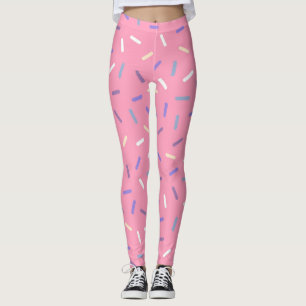 Pink rainbow sprinkles confetti fun colourful  leggings