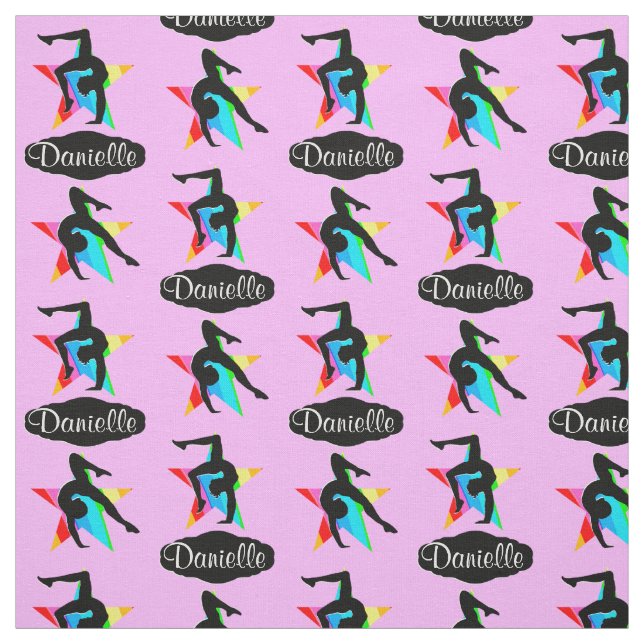 PINK RAINBOW STAR PERSONALIZED GYMNASTICS FABRIC (Swatch)