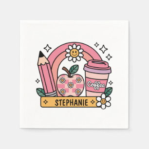 Pink Rainbow Teacher Essentials – Personalised Napkin