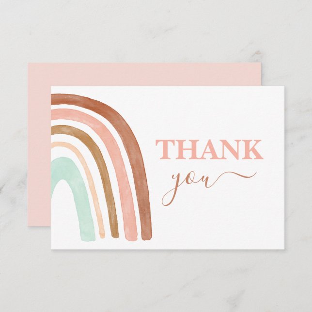 Pink Rainbow thank you Card (Front/Back)