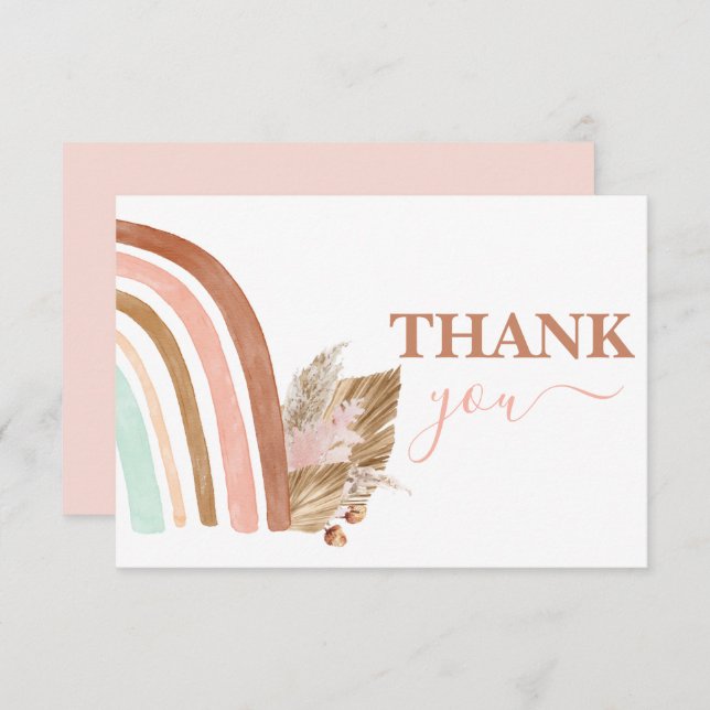 Pink Rainbow thank you Card (Front/Back)