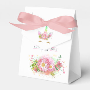Pink Rainbow Unicorn Girl Baby Shower Favour Box