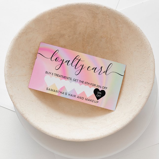 pink rainbow unicorn marble chic heart makeup loyalty card (Creator Uploaded)