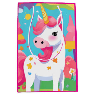 Pink Rainbow Unicorn Medium Gift Bag