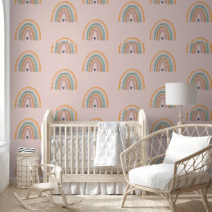 Pink rainbow wall paper