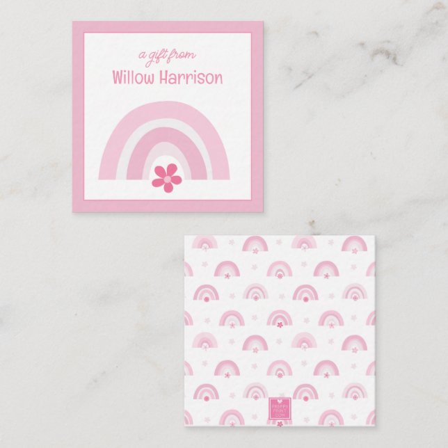 Pink Rainbows and Flowers Gift Enclosure Card (Front/Back)