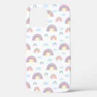 Pink Rainbows Clouds Boho Design