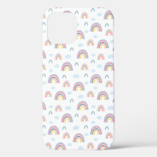 Pink Rainbows Clouds Boho Design iPhone 12 Case