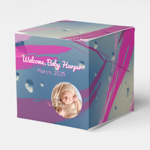 Pink Raindrop Brushstroke Candy Favour Box