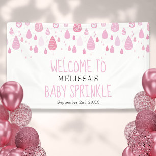 Pink Raindrops Baby Girl Sprinkle / Shower Welcome Banner