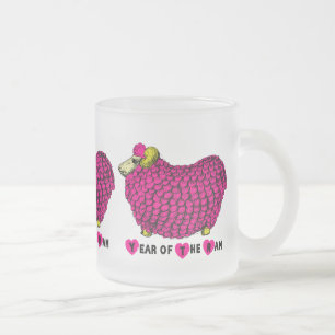 Pink Ram Chinese Year Zodiac Frosted Glass M Frosted Glass Coffee Mug