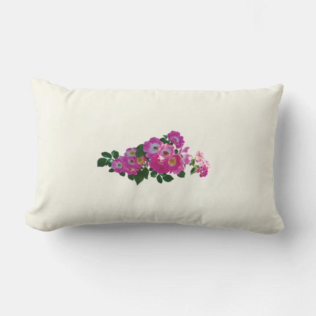 Pink Rambler Rose Lumbar Cushion (Front)