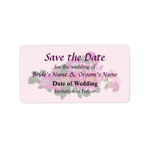 Pink Rambler Rose Save the Date Label