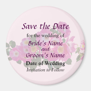 Pink Rambler Rose Save the Date Magnet