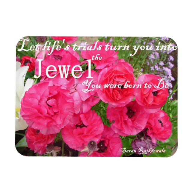 Pink Rannunculus Floral Life Quote Birthday Magnet (Horizontal)