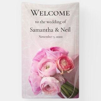 Pink ranunculus bouquet banner