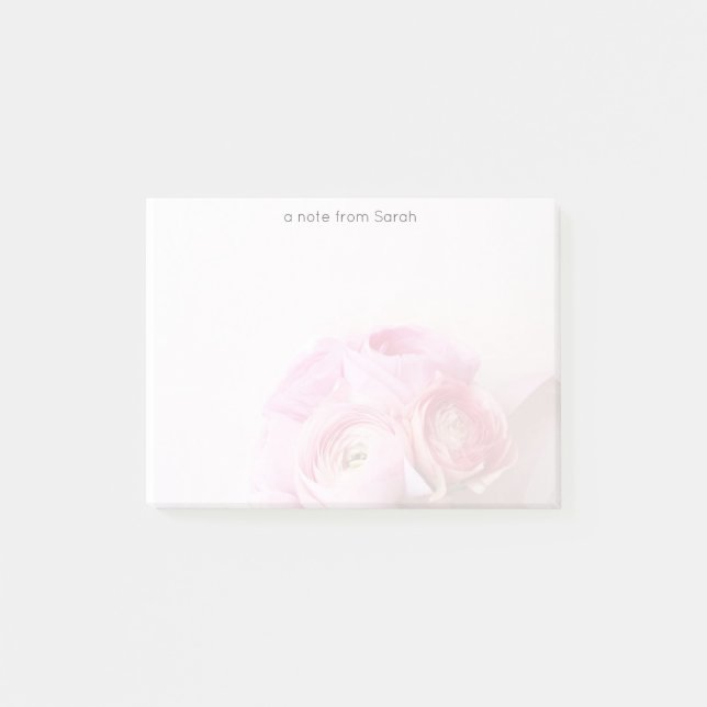 Pink ranunculus bouquet fade post-it notes (Front)