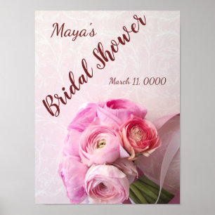 Pink ranunculus bouquet poster
