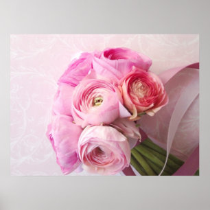 pink ranunculus bouquet poster