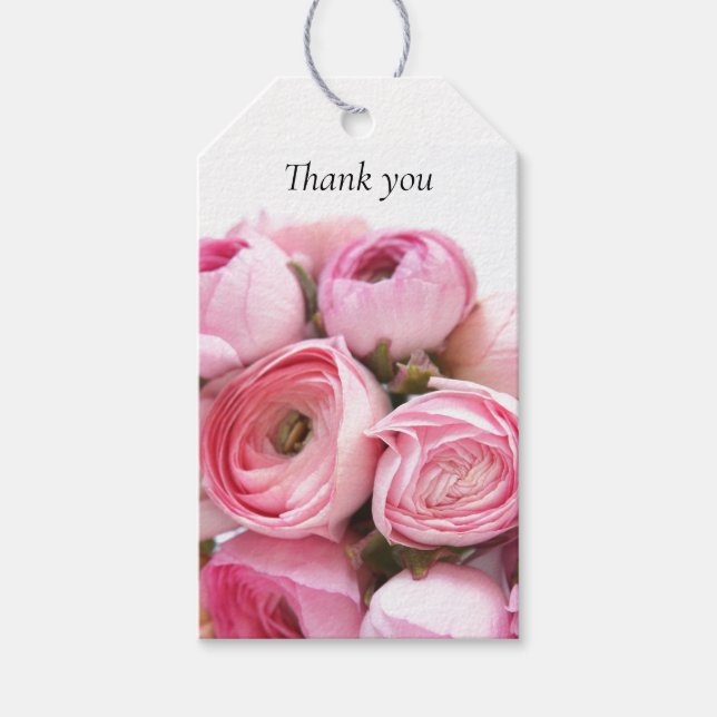 Pink ranunculus bunch gift tags (Front)