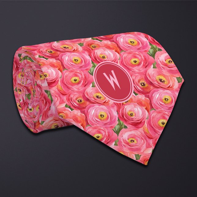 Pink Ranunculus Floral  Tie (Creator Uploaded)
