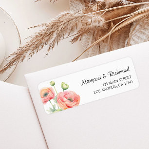 Pink Ranunculus Floral Wedding Return Address