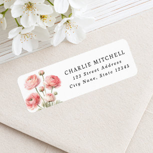 Pink ranunculus flower painting return address