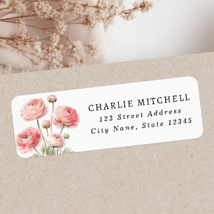 Pink ranunculus flower painting return address