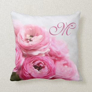 Pink ranunculus flowers cushion