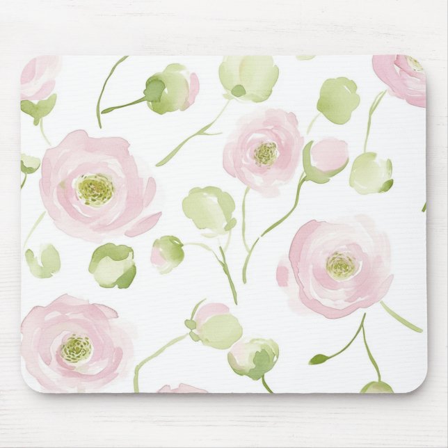 Pink Ranunculus Flowers Mouse Pad (Front)