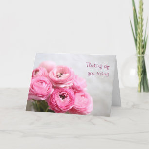 Pink ranunculus flowers thinking of you card