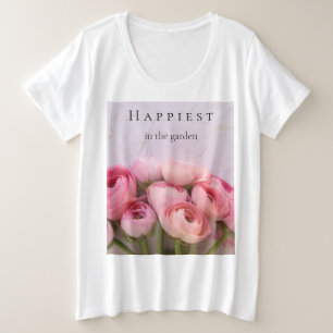 Pink ranunculus on textured background plus size T-Shirt