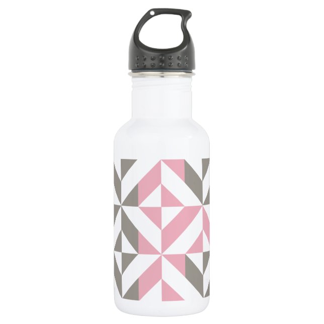 Pink Raspberry and Silver Geometric ZigZag 532 Ml Water Bottle (Front)
