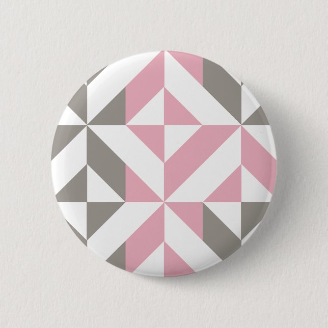 Pink Raspberry and Silver Geometric ZigZag 6 Cm Round Badge (Front)