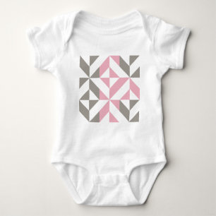 Pink Raspberry and Silver Geometric ZigZag Baby Bodysuit