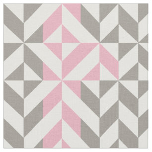 Pink Raspberry and Silver Geometric ZigZag Fabric
