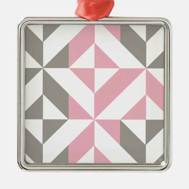 Pink Raspberry and Silver Geometric ZigZag Metal Tree Decoration (Front)