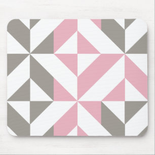 Pink Raspberry and Silver Geometric ZigZag Mouse Pad